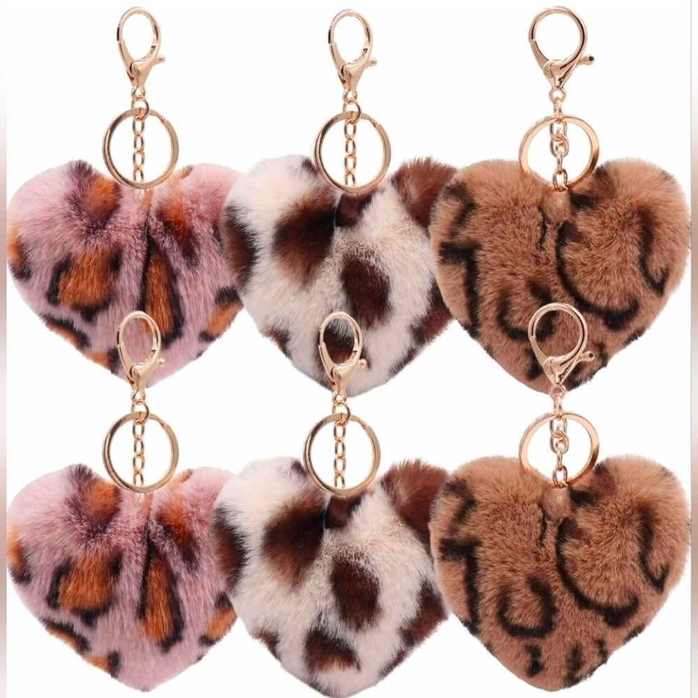 BUY NOW Leopard Print Heart Keychain- Pink, Brown, Cream
